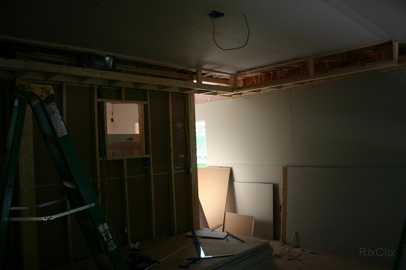 Picture 057.jpg - Sheetrock is started. The try ceiling is framed out.